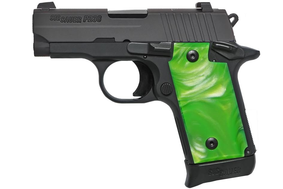 Sig Sauer P238 380 ACP Carry Conceal Pistol with Green Pearlite Grips 1 Sig Sauer P238 380 ACP Carry Conceal Pistol with Green Pearlite Grips