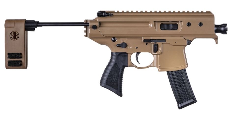 Sig Sauer MPX Copperhead 9mm Flat Dark Earth Pistol with Pivoting Contour Brace 1 Sig Sauer MPX Copperhead 9mm Flat Dark Earth Pistol with Pivoting Contour Brace